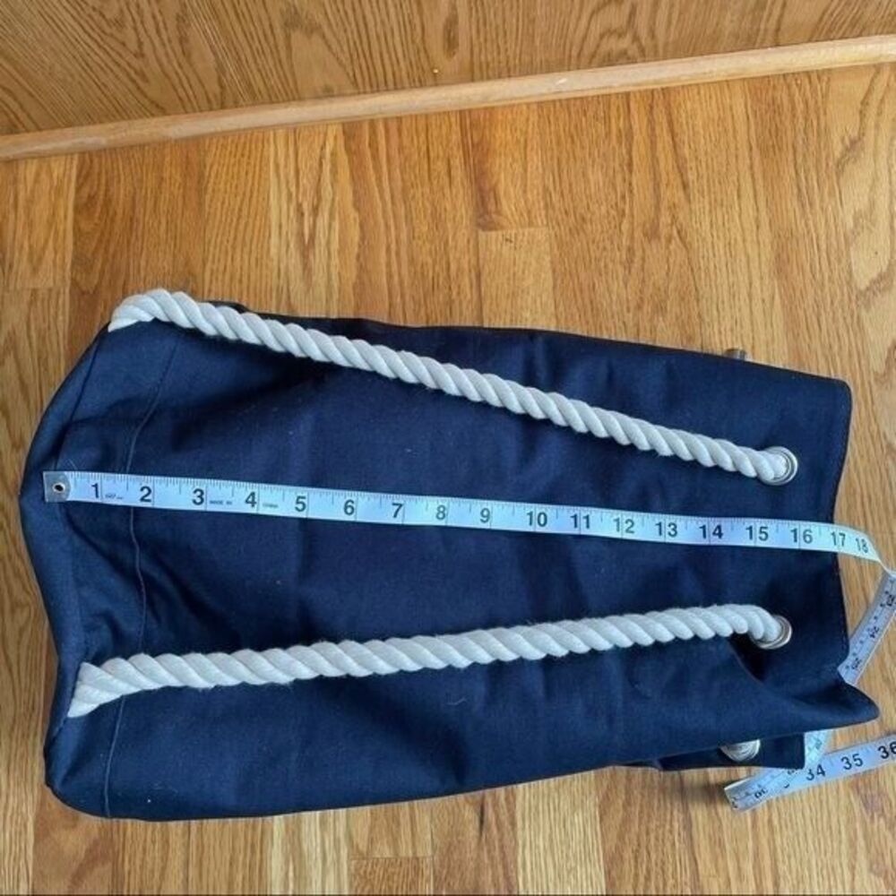Jean Paul Gaultier Lg Navy Canvas Duffle Backback Nautical Rope Drawstring - Picture 10 of 12
